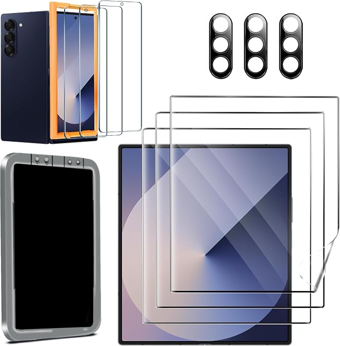 Ferilinso Screen Protector for Samsung Galaxy Z Fold 6, Tempered Glass Back | 3 Pack, 9H+ Hardness, Military-Grade Shatterproof, Case Friendly, Easy Installation Bubble Free, with Camera Lens Protector by Ferilinso