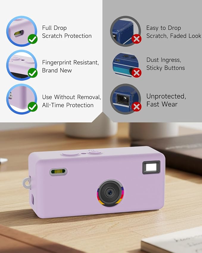 Silicone Case for Kodak CHARMERA Keychain Digital Blind Box accessories,Soft Silicone Protective Case,Comes with Screen Protectors and Wrist Strap - Rose grey - Image 5