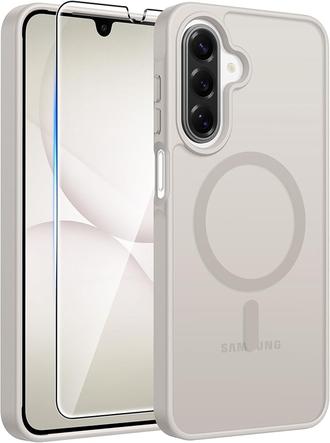 FNTCASE for Galaxy A17/A16 5G Phone Case, Fit for Magsafe, Screen Protector | Translucent Matte, 14FT Military Grade Drop Protection, Slim Shockproof Protective, for Samsung A 17 A 16 Cover, Off White by FNTCASE