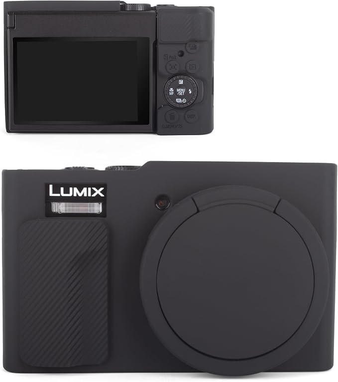 MUZIRI KINOKOO Silicone Sleeve Compatible for Panasonic Lumix ZS99 Camera - Soft Protective Cover for DC-ZS99/TZ99 Digital Camera with Removable Lens Cover - Anti-Slip & Anti-Scratch - Black by MUZIRIKINOKOO