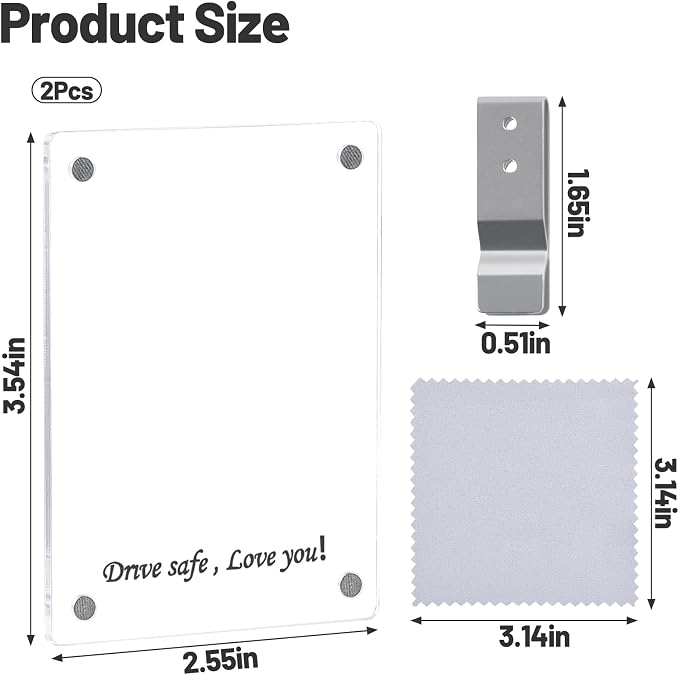 Car Picture Holder 2Pcs Car Picture Frame 3.5"x2.5" Acrylic Sun Visor Photo Clip Visor Accessories Photo Display - Image 2