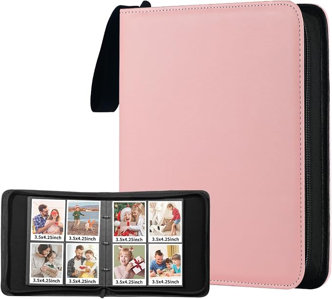 Polaroid Photo Album Book with 240 Pockets 3.5x4.25 Inch Pictures Fits for Polaroid i-Type, 600, SX-70，Go instant photos and Fujifilm Instax Wide Square Photos（Pink） by Unknown