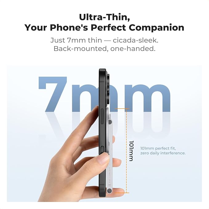 K&F CONCEPT 7mm 59g Magnetic Phone Stand | Dual-Sided Magnets Mini Tripod Pocket Cell Phone Stand with Hook, Compatible with iPhone 17-12 Series Android Phones, PT02 - Image 2