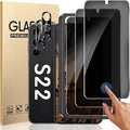 3+2 Pack Privacy Screen Protector And Camera Lens Protection for Galaxy S22 5G, Anti-Spy 9H Hardness Support Fingerprint Unlock Tempered Glass Screen Protector for Samsung Galaxy S22 by Unknown