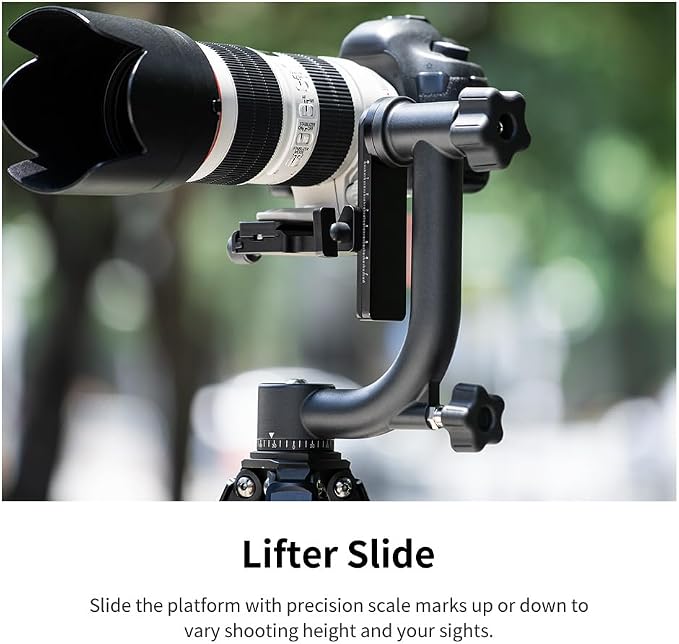 K&F CONCEPT Aluminum Alloy 360 Degree Panoramic Gimbal Tripod Head with 1/4'' Standard Quick Release Plate and Bubble Level,Load Capacity up to 20kg/44lbs | 1/4'' Standard Quick Release Plate, Bubble Level, Load Capacity up to 20kg/44lbs. TG06 - Image 8