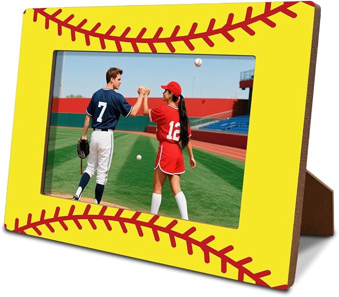 Softball Picture Frame, Softball Room Decor, Softball Decor Gift | A tabletop frame for favorite softball photos, ideal for bedroom desks, shelves, dressers, trophy displays and team tables. by Unknown