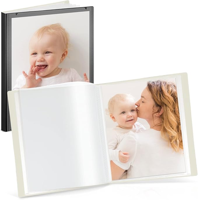 Cranbury Portfolio Binder 8x10, 48 Photos, Clear Sleeves, Black | 24 Pages Hold 48 Photos, Clear Plastic Sleeves, Customizable Front Pocket, Poly Presentation Book by CRANBURY
