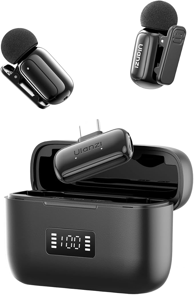ULANZI A200 Mini Mic Wireless Lavalier Lapel Microphone for iPhone 17/16/15 Type-C, 48kHz/24-bit, Plug & Play, Smart Noise Cancelling, Digital Display, 30H Battery for Video Recording by ulanzi
