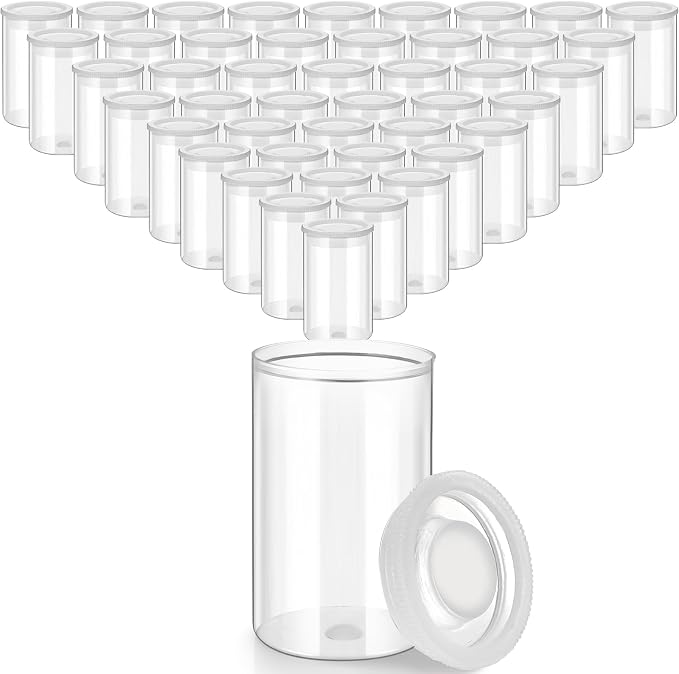 JOVITEC 200 Pcs Plastic Film Canister Holder 35 mm Empty Camera Reel Containers Storage Containers Case with Lids for Small Accessories Fish Hook Film Beads(Clear) - Image 7
