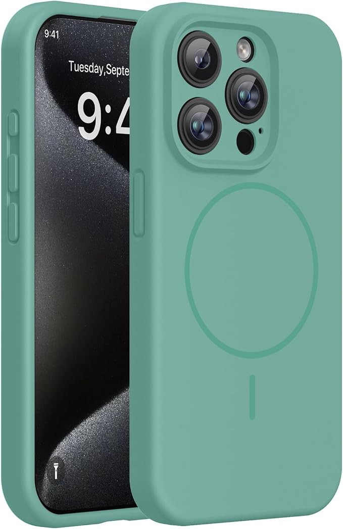 Miracase Magnetic for iPhone 15 Pro Case, Silicone, Soft Microfiber Lining by Miracase