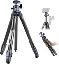 NEEWER LITETRIP LT34 62" Travel Tripod Carbon Fiber with Removable 360° Panorama Head, Center Axis, Fast Flip Buckle, Arca QR Plate Compatible with PD, Max Load 22lb/10kg by Neewer
