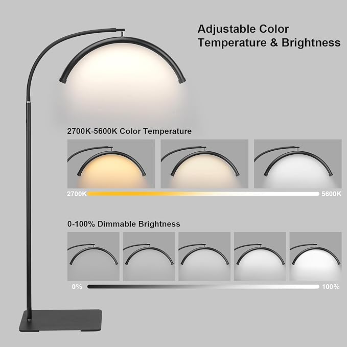 Half Moon LED Floor Light - Professional Shadow-Free Lamp for Lash Techs, Estheticians & Tattoo Artists | Remote Control & Dimmable for Eyelash Extensions, Nail Art, Home & Office - Image 3