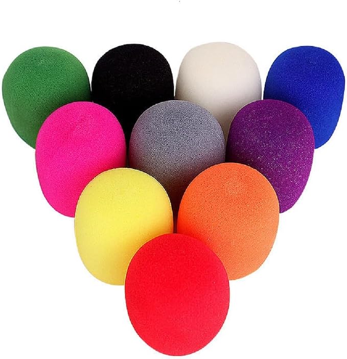 Yiasangly Microphone Cover, Thick Colorful Foam Mic Cover, Handheld Stage Microphone Windscreen, Reusable Foam Covers， Foam Micro Filter for Most Handheld Microphone for Karaoke DJ - 10 Pieces by Unknown