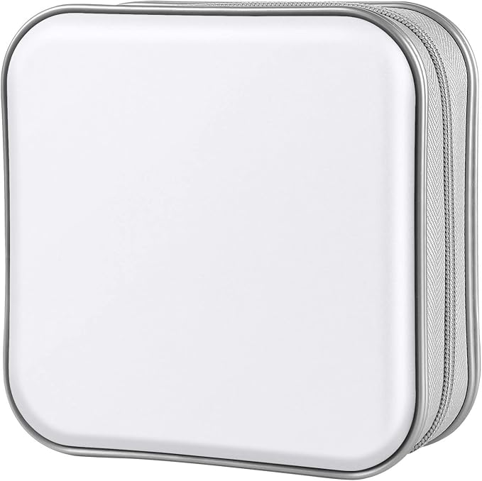 Siveit DVD Case CD Case Holders DVD Binder Wallet Hard Plastic 48 Capacity CD/DVD Disc Cases Storage Binder for Car Home Office Travel (White) by Siveit