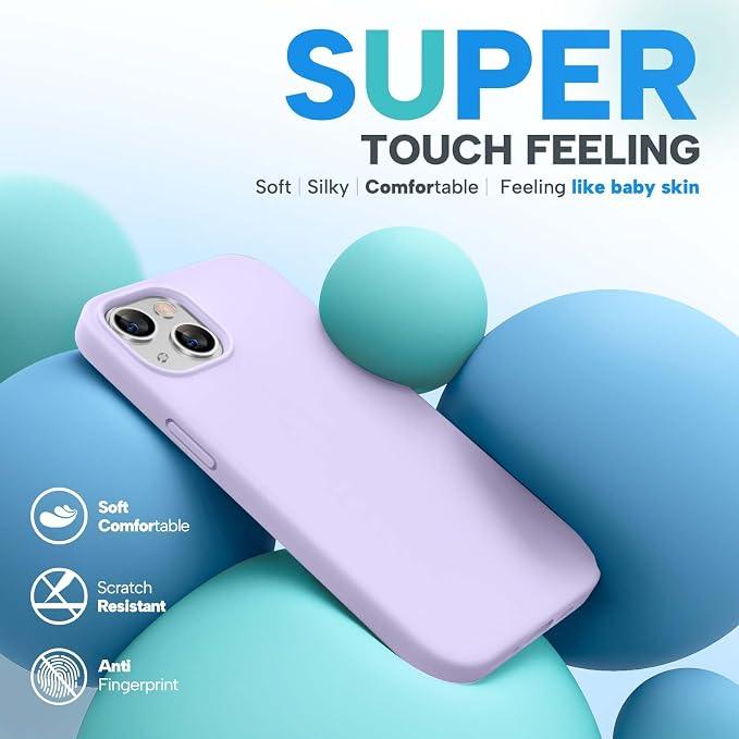 miracase Designed for iPhone 13 Case, [Soft Anti-Scratch Microfiber Lining], Shockproof Liquid Silicone Rubber Phone Case Cover for 13 6.1 inch, Light Purple | Soft Anti-Scratch Microfiber Lining, Premium Silicone Cover Shockproof Drop Protection Phone... - Image 2