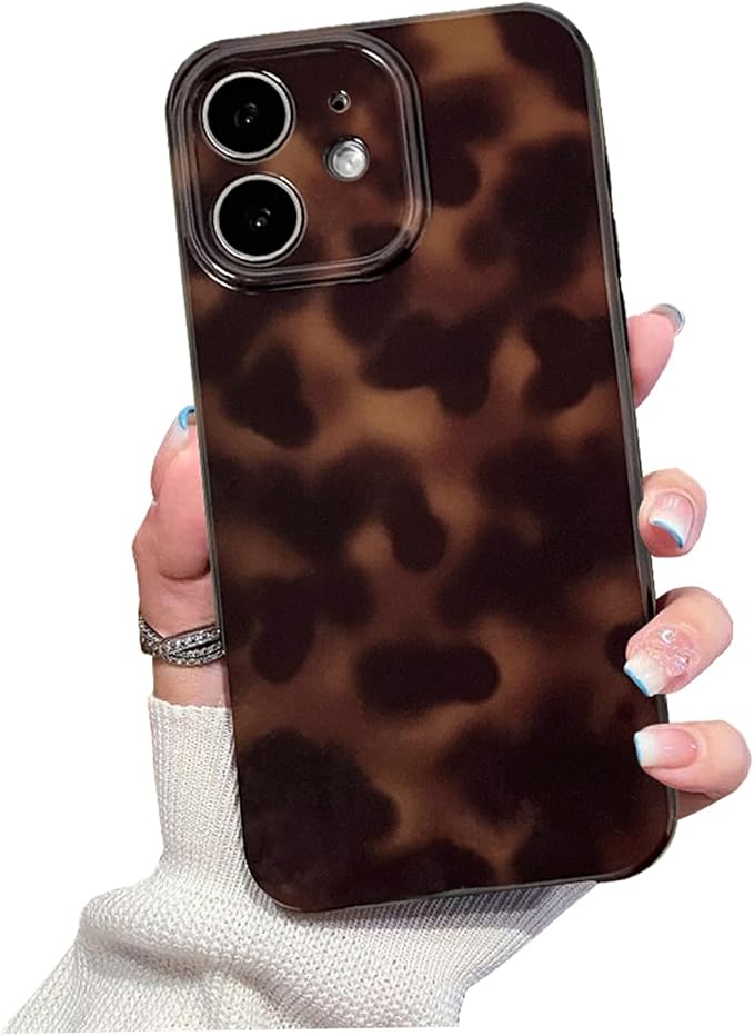 Cute Phone Case for iPhone 11 Case Cheetah Leopard Print | Amber Tortoiseshell Pattern,Full Camera Protective,Slim Shockproof TPU,Aesthetic Girly Glossy Cover for Women Men-Brown by XQAGU