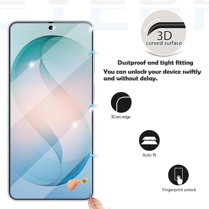 Galaxy S26 Screen Protector + Camera Lens Protector, [2 +2 Pack] [Ultrasonic Fingerprint Unlock] [Case Friendly] Full Coverage Tempered Glass Screen Protector For Samsung Galaxy S26 - Image 3