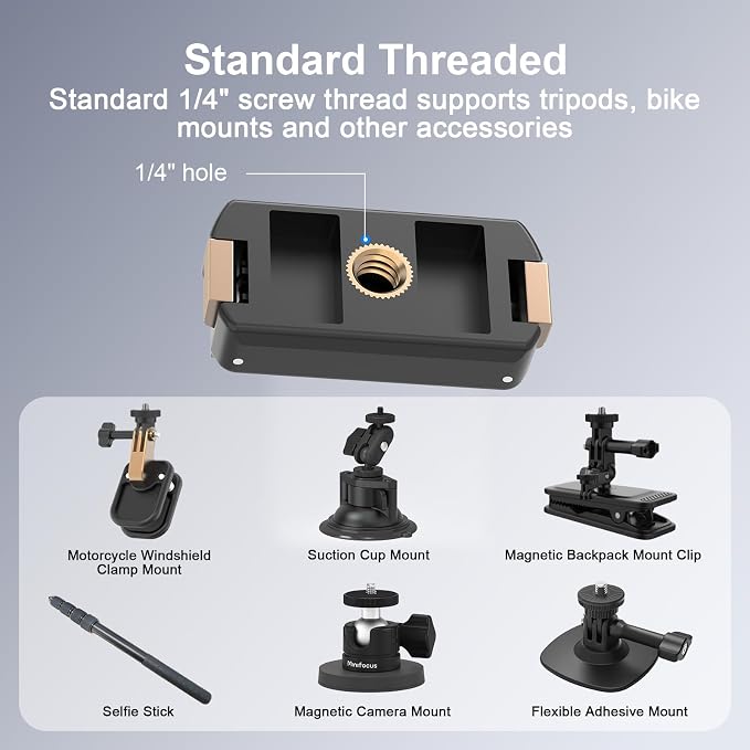 MINIFOCUS Magnetic Quick Release Adapter Mount for DJI Osmo Action 5 Pro/4/3/360, Extension Base Bracket with 1/4" Threaded Screw Hole for DJI Osmo Action Tripod Selfie Stick Accessories - Image 8