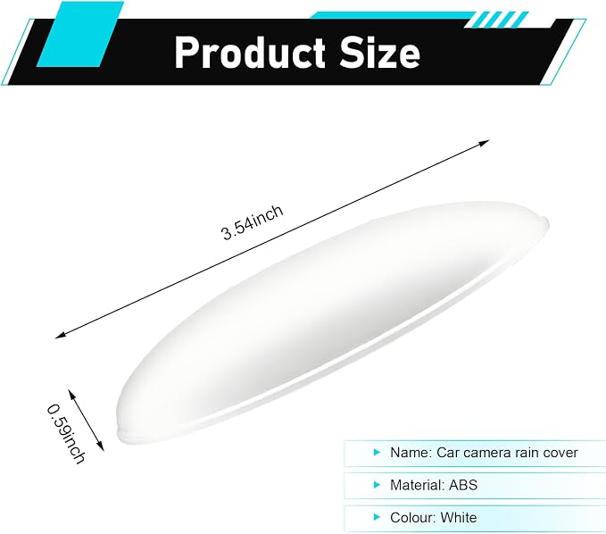 Car Rear View Camera Cover, Waterproof ABS Wider Reversing Camera Shield, Anti-rain Anti-Glare Backup Lens Guard, Self-Adhesive Modification Accessory for Most Cars (White) - Image 2