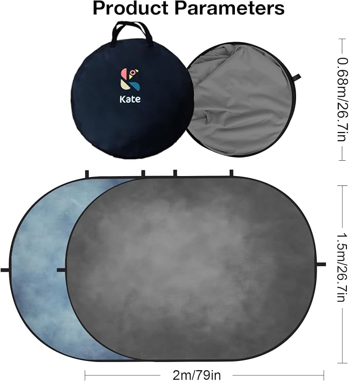 Kate Collapsible Backdrop Blue Gray Textured Folding Photo Backdrops 548 | Blue Gray Texture Collapsible Backdrop, 5x6.5ft(1.5x2m), for Self Tape, Photography, Video, Photoshoot - Image 6