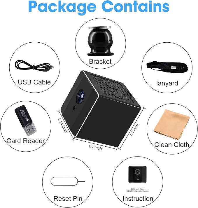 HD 1080P Portable Small Nanny Cam with Night Vision,Wireless Mini Spy Camera Body Cam Surveillance Cameras for Home Security Indoor/Outdoor Small Security Camera No WiFi Needed - Image 7