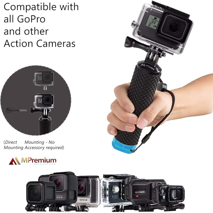 Floating Hand Grip Waterproof Monopod for GoPro Hero 13 12 11 10 9 8 7 6 5 | Compatible with Hero Session Black Silver Handler & Handle Mount Accessories Kit for Water Sport & Action Cameras (Blue) - Image 3