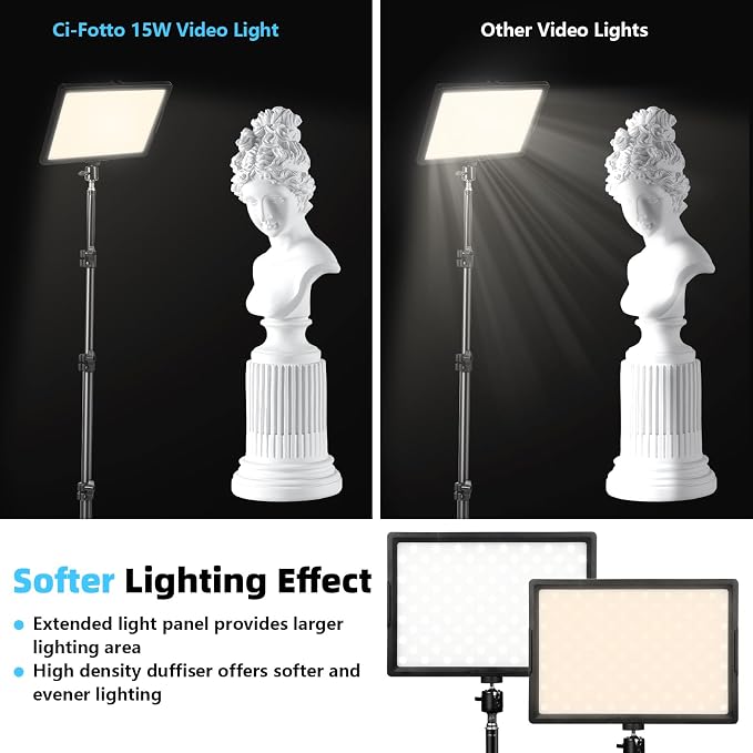 15W LED Photo Video Light 2-Pack, 69" Photography Lighting Kit for Camera | Bi-Color Dimmable LED Continuous Lights, 2800-6500K CRI 97+ 2000LM for Studios,YouTube TikTok Video Recording,Game Streaming - Image 7