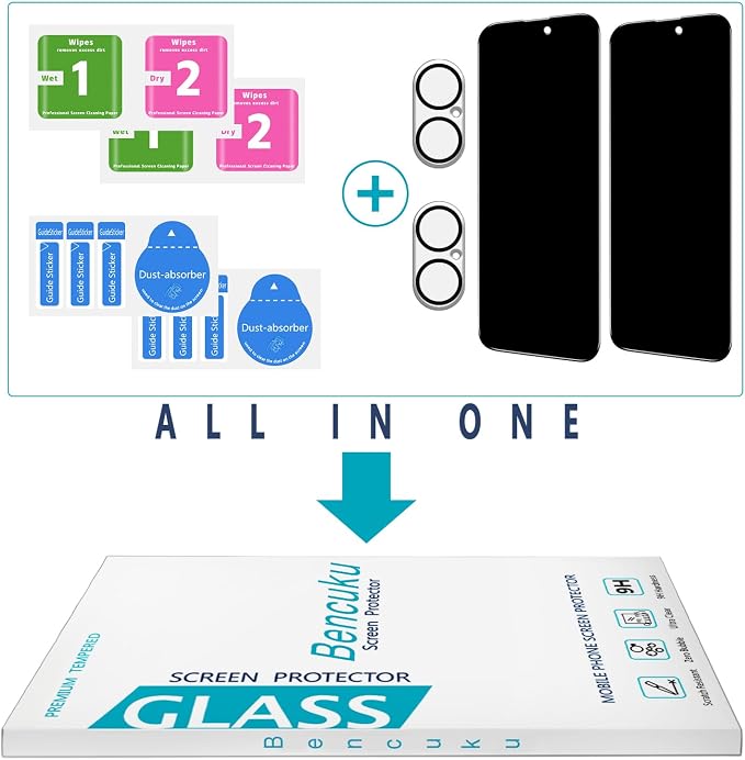 2+2 Pack Privacy Screen Protector for iPhone 16 Plus Tempered Glass | Anti-Spy Privacy Protection, with Camera Lens Protector, Anti Scratch, Bubble Free - Image 7