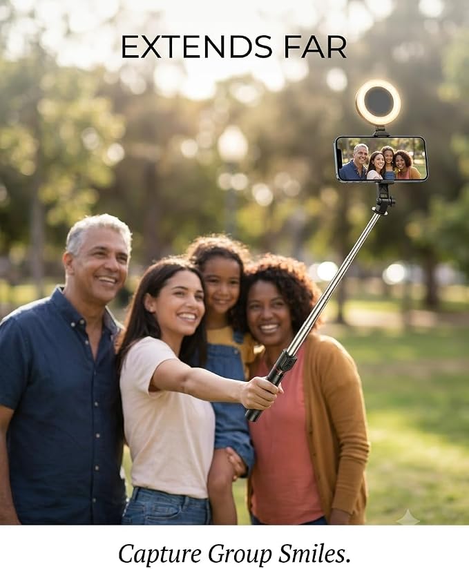 71" Phone Tripod Selfie Stick with Light, Cell Phone Tripod Stand with Wireless Remote Compatible with iPhone and Android Phone - Image 5