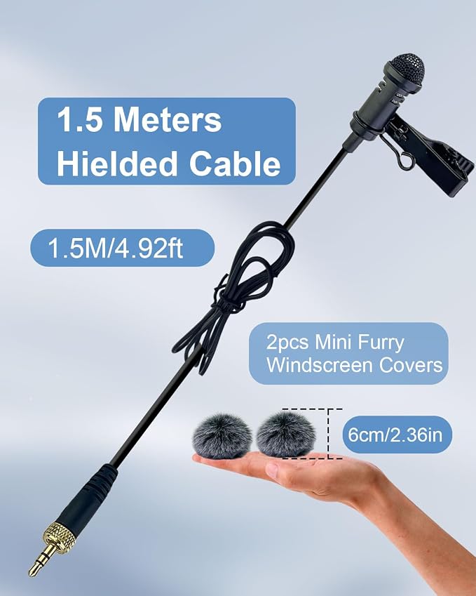 2-Pack 3.5mm TRS Lavalier Mic for Sennheiser Systems, 1.5M | Omnidirectional Lapel Microphones With Crisp Sound Pickup, For Youtube, Vlogging, Live Streaming, Interviews - Image 6