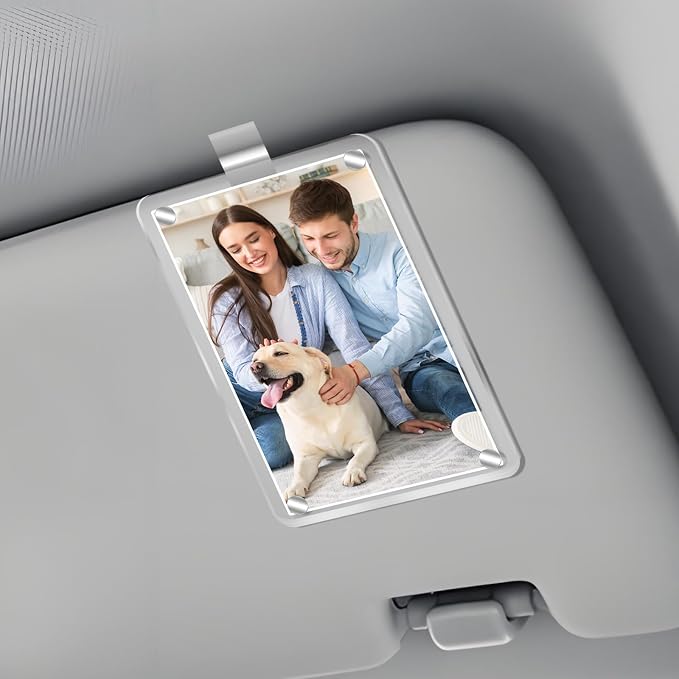 HINGTAI Acrylic Magnetic Personalized Photo Holder Car Picture Frame, Car Picture Holder, Car Photo Holder Car Visor Clip, Personalized Car Accessories Can Be Used to Add Your Personal Photo by HINGTAI