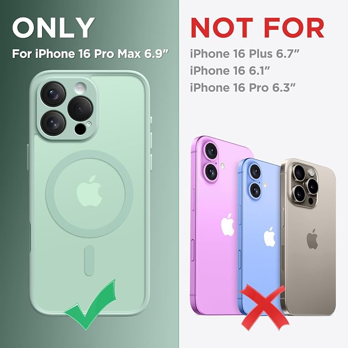 CAPRARO for iPhone 16 Pro Max Case, Compatible with MagSafe Mint Green | Upgraded [Full Camera Protection] Protective Translucent Matte Women Girl Magnetic Phone Case Cover, Mint Green - Image 2