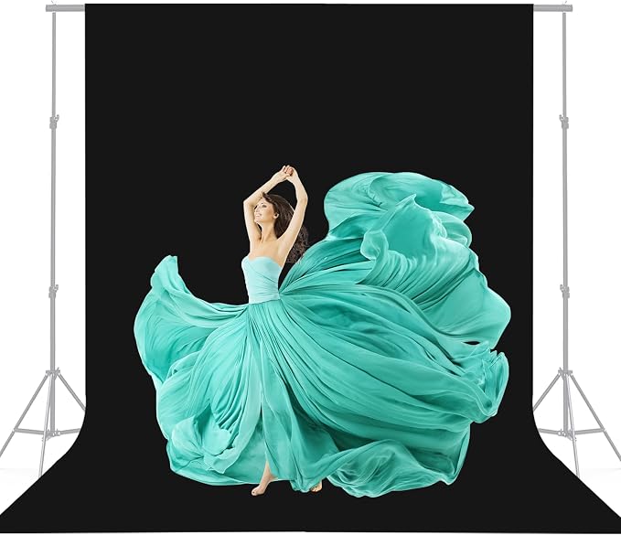 8x10 FT Black Backdrop for Photography, Large Black Screen for Portraits, Background Curtain for Booth Video Film Party, Chromakey High Density Polyester Fabric for Product Shoots by BEIYANG