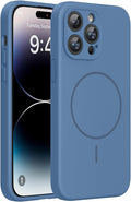 miracase Magnetic for iPhone 14 Pro Max Case, [Soft Anti-Scratch Microfiber Lining], Compatible with MagSafe, Silicone Shockproof Protection Phone Case for iPhone 14 Pro Max,Glass Blue by Miracase