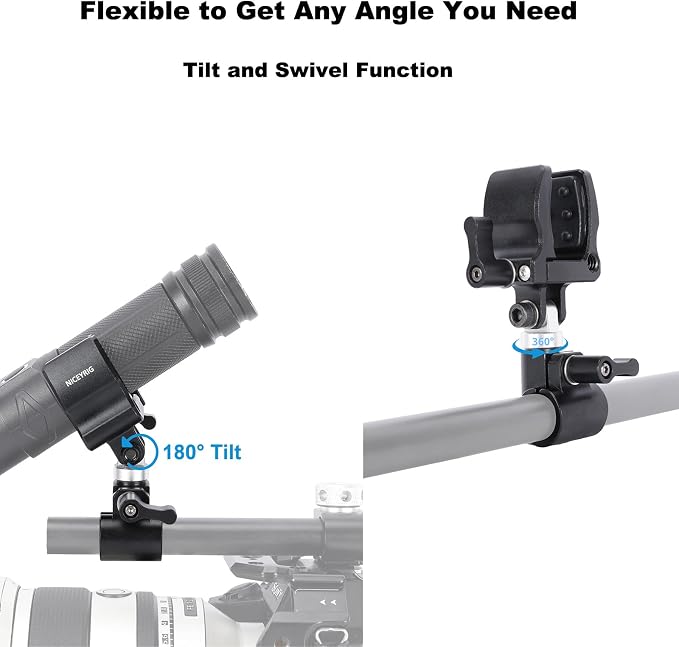 NICEYRIG Shotgun Microphone Holder Universal for Microphone/LED Torch - 628 | 18.5mm - 35mm Adjustable Aluminum Clamp for 15mm Rod Mount Shocks and Noises Absorption - Image 2