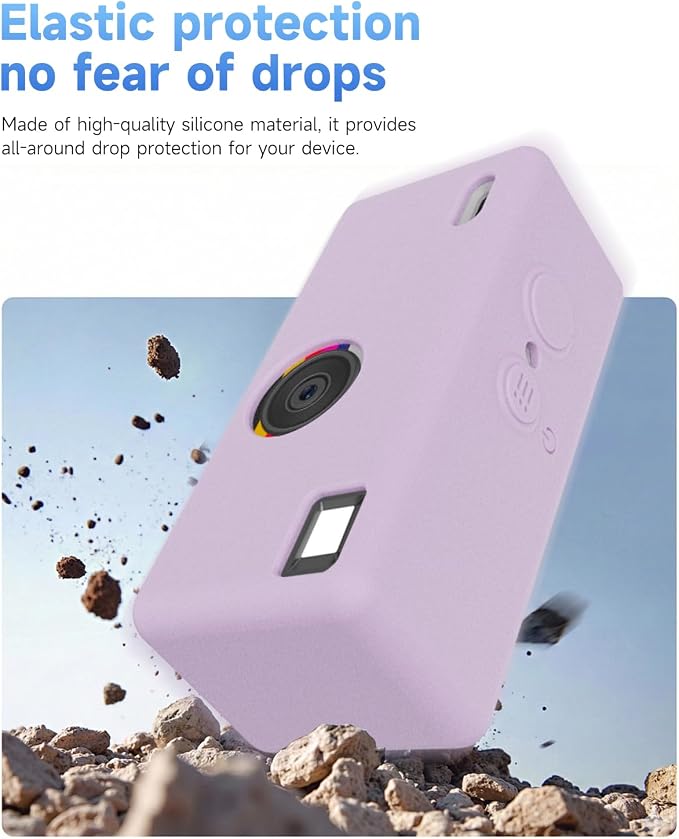 Silicone Case for Kodak CHARMERA Keychain Digital Blind Box accessories,Soft Silicone Protective Case,Comes with Screen Protectors and Wrist Strap - Rose grey - Image 6