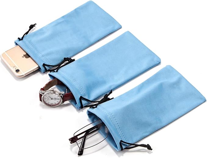 TRIUMPH VISION Glasses Case Soft Eyeglass Case Sunglass Pouch Cloth 3 Pack | Thick Microfiber Pouch Drawstring Pouch Eye Glass Bag Sunglasses Sleeve Storage, Lens Protection Cover,Cleaning Lens Screen - Image 7