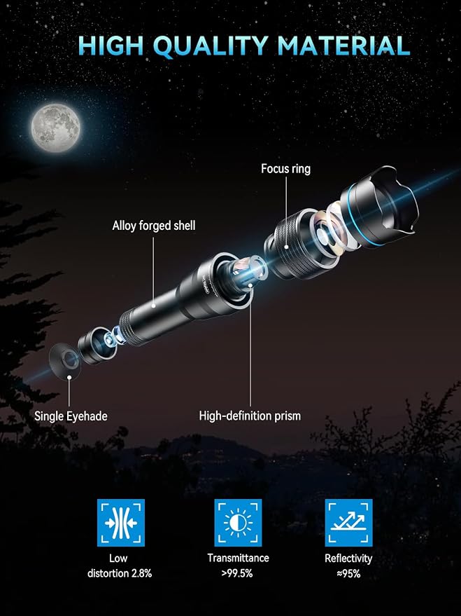 MIAO LAB 28X High-Power Telephoto Lens for Smartphone – Universal Clip-on Telephoto Lens for iPhone, Samsung, Android, Clear Long-Range Shots, Also Works as Monocular - Image 2