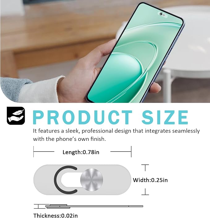 Front Camera Cover Compatible for Android Phones/Pixel/Galaxy/iPad-Silver | Webcam Blocker for Single Front Camera, Privacy Slider Protects Your Phone Security - Image 2