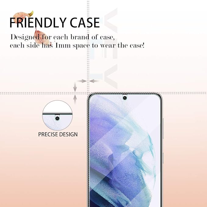 Galaxy S21 HD Clear Tempered Glass Screen Protector + Camera Lens Protectors, [2+2 Pack] [3D Glass] [Fingerprint Support] Screen Protector Glass For Samsung Galaxy S21 - Image 5