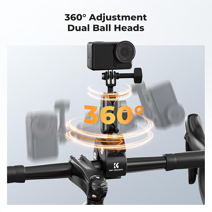 K&F CONCEPT Super Clamp Camera Mount Bike/Motorcycle Handlebar Mount | with 360° Dual Ball Head Compatible with DJI Action 6/5/4/3, Hero 13/12/11/10, 360 X5 X4, MS100 - Image 5