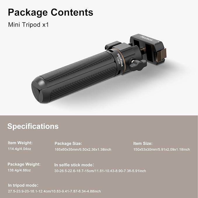 Mini Extension Tripod with Magnetic Quick Release Compatible with Osmo Action 5 Pro/4/3, Osmo 360, 2-in-1 Extendable Selfie Stick Tripod 360° Ball Head & Cold Shoe Mount Handle Grip/Extendable Rod | Travel Handle Grip for Action 5PRO/4/3|Cold Shoe Moun... - Image 9