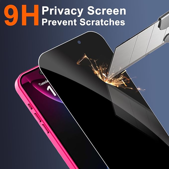Magnetic for iPhone 17 Case with Privacy Screen Protector, Hot Pink | Full Camera Protection, Compatible with MagSafe, Translucent Matte Shockproof Phone Cover for iPhone 17 Women Girls - Image 8