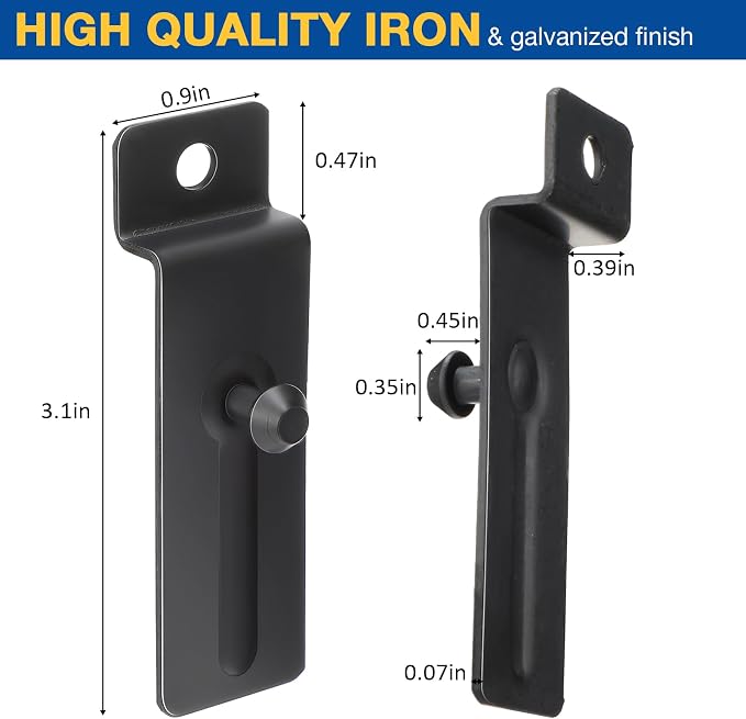 JaGely 10 Pcs Metal Slatwall Hooks 3 Inch Commercial Slatwall Utility Notch Hooks Picture Hanger for Pegboard Photo Frame Display Painting Art Accessories (Black) - Image 2