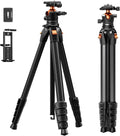 K&F CONCEPT 73" Aluminum Travel Tripod for Camera/Phone | Compact Lightweight 2.9lb, Arca Ball Head, 22lb Max Load for DSLR/Mirrorless/iPhone Video, A305A3+BH-40 by KFCONCEPT
