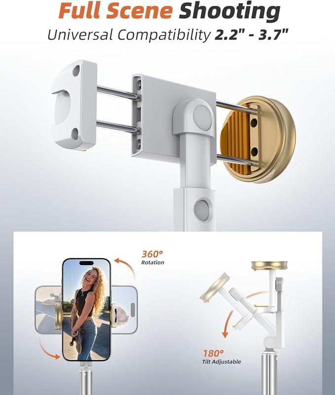 Tripod for iPhone, Selfie Stick with Remote, Stable & Durable Phone Tripod | Portable Travel Cell Phone Stand, Extendable All-in-1 Tripod for Video Recording Compatible with iPhone Android - Image 5