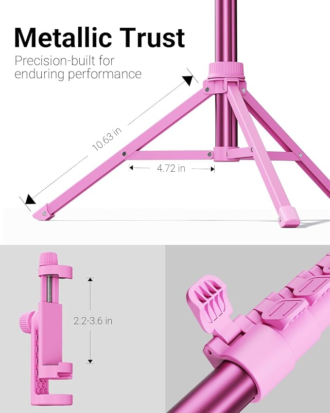 VIMOSE 66" Phone Tripod, Tripod for iPhone with Remote & Phone Stand | Extendable Cell Phone Tripod for Video Recording, Ultimate Tripod & Monopod Accessories for iPhone/Android, Ruby Star - Image 2