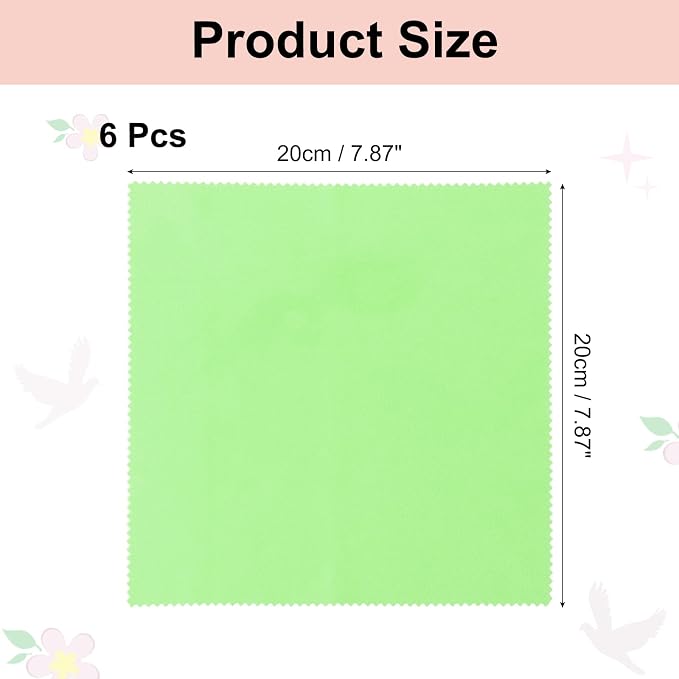 uxcell 6 Pcs Microfiber Cleaning Cloth for Glasses, 8 x 8 Inch Eyeglass Cleaning Cloth, Glasses Cleaner Wipes for Electronics Lenses Screens Cameras Cell Phones, Green - Image 2