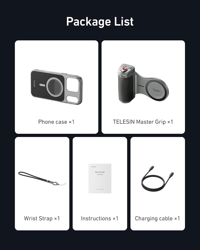TELESIN Magnetic DSLR Style Master Grip Universal for iPhone/MagSafe | Phone Camera Grips Kit Built 3200mAh Battery Wireless Charging Handle Holder -【Graphene Case Only For iPhone 17 Pro Max】 - Image 9