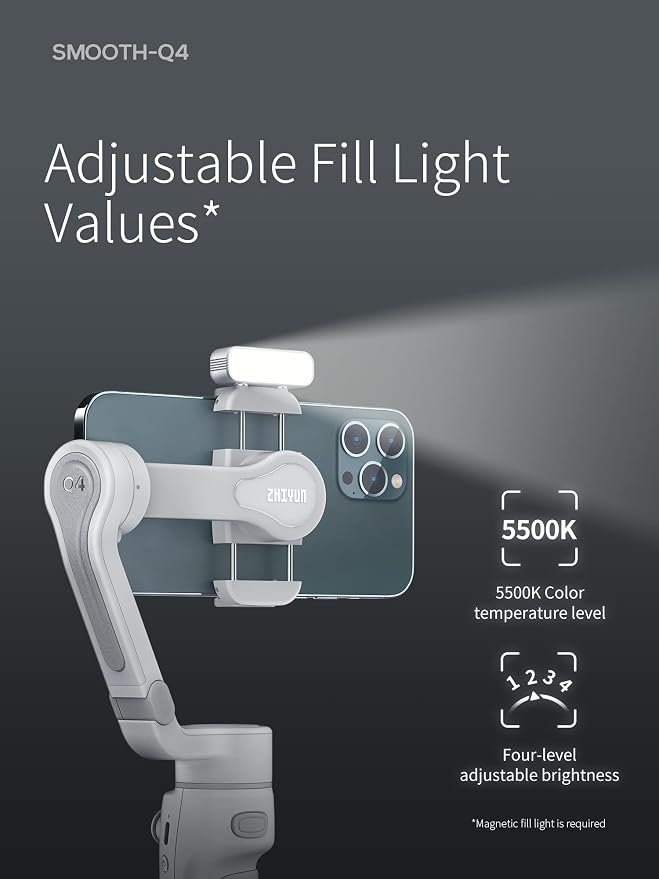 ZHIYUN Smooth Q4 Combo Gimbal Stabilizer, 3-Axis Smartphone Phone Gimbal, Built-in Extension Rod, Foldable and Portable, Android and iPhone Gimbal, Vlogging Stabilizer, TikTok YouTube Video - Image 6